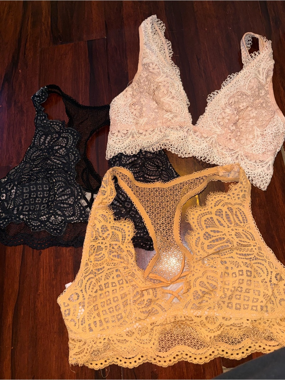 Victoria’s Secret Lace Bralette Set - Black, Blush, Mustard